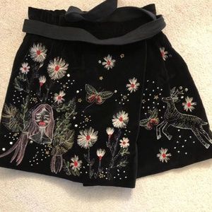 Zara velvet embroidered shorts